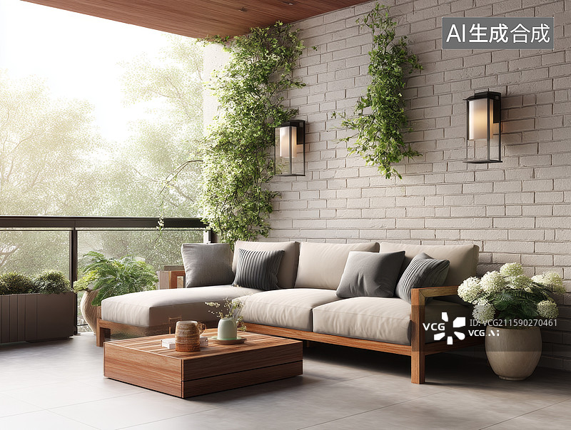 【AI数字艺术】现代简约阳台布置图片素材