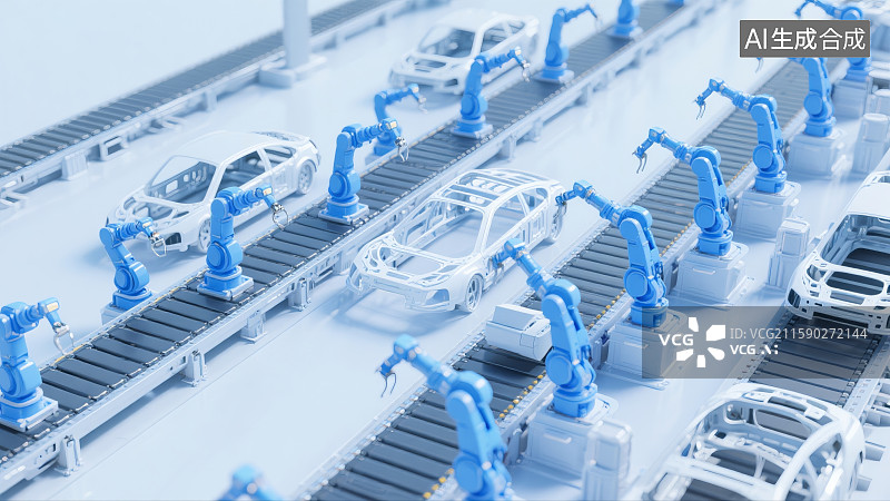 【AI数字艺术】现代汽车生产线上的机器人组装图片素材
