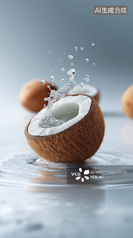 【AI数字艺术】食品饮料主题背景——清新椰子水图片素材