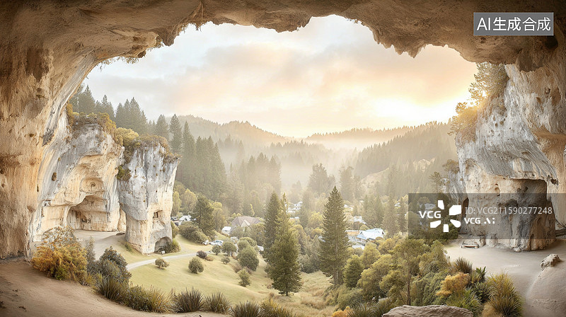 【AI数字艺术】梦幻山林：自然奇观与色彩斑斓的仙境图片素材