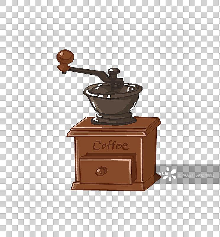 复古手绘风咖啡研磨机图片素材