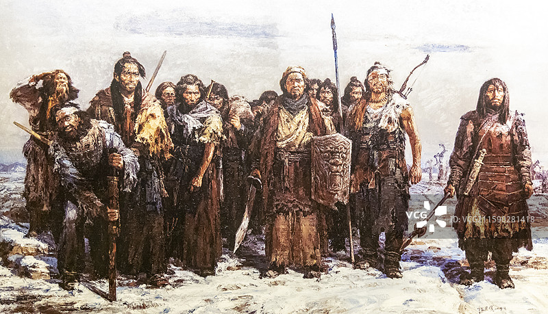 《十三将士归玉门》—左国顺作（东汉将领耿恭和将士，以300多人抵抗匈奴5万军队，只有13人活着回来）图片素材