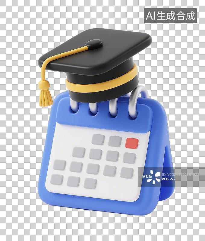 【AI数字艺术】3D三维学士帽日历毕业典礼仪式倒计时元素图片素材