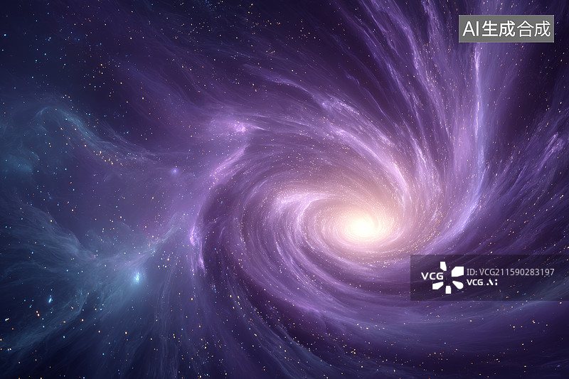 【AI数字艺术】宇宙中的紫色旋涡星云图片素材