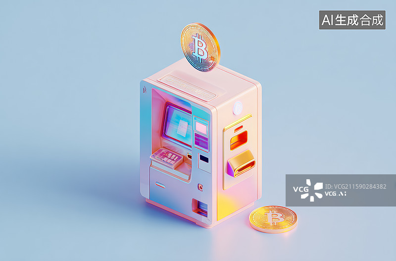 【AI数字艺术】比特币自动售货机概念图图片素材