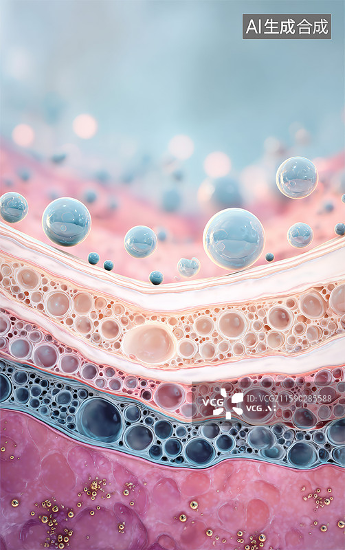 【AI数字艺术】色彩斑斓的泡沫层次图片素材