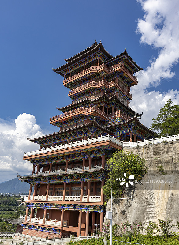 四川德昌县凤凰阁传统建筑图片素材