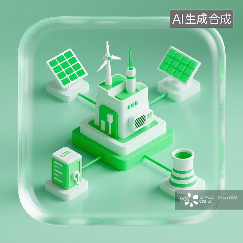 【AI数字艺术】绿色能源系统示意图图片素材