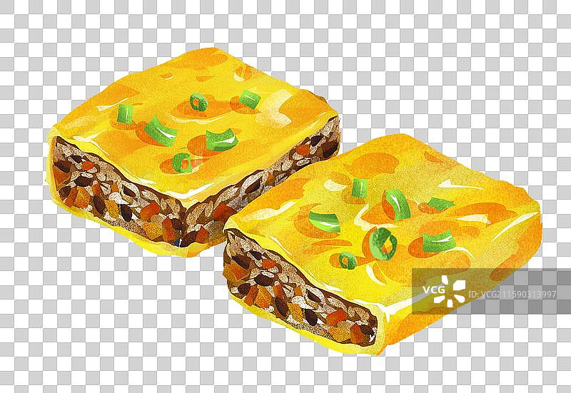 武汉特色小吃美食插画- 三鲜豆皮图片素材