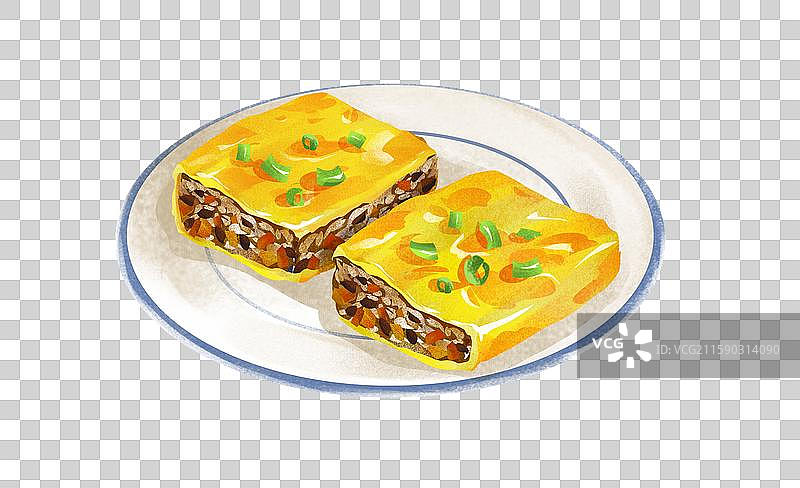 武汉特色小吃美食插画- 三鲜豆皮图片素材