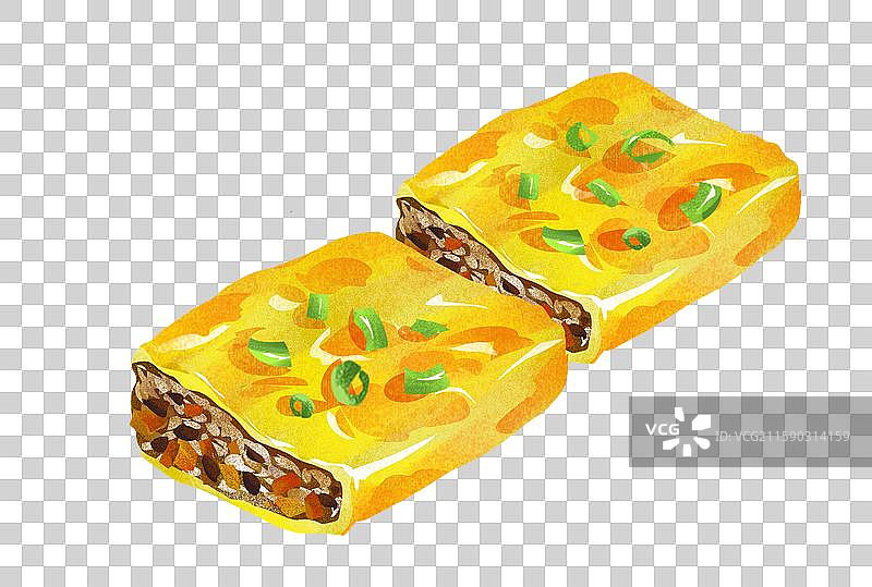 武汉特色小吃美食插画- 三鲜豆皮图片素材