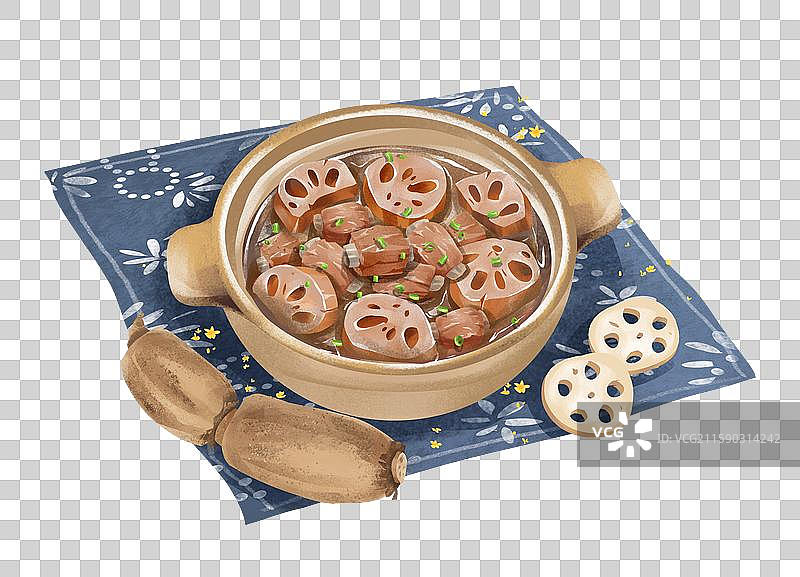 武汉特色小吃美食插画-排骨莲藕图片素材