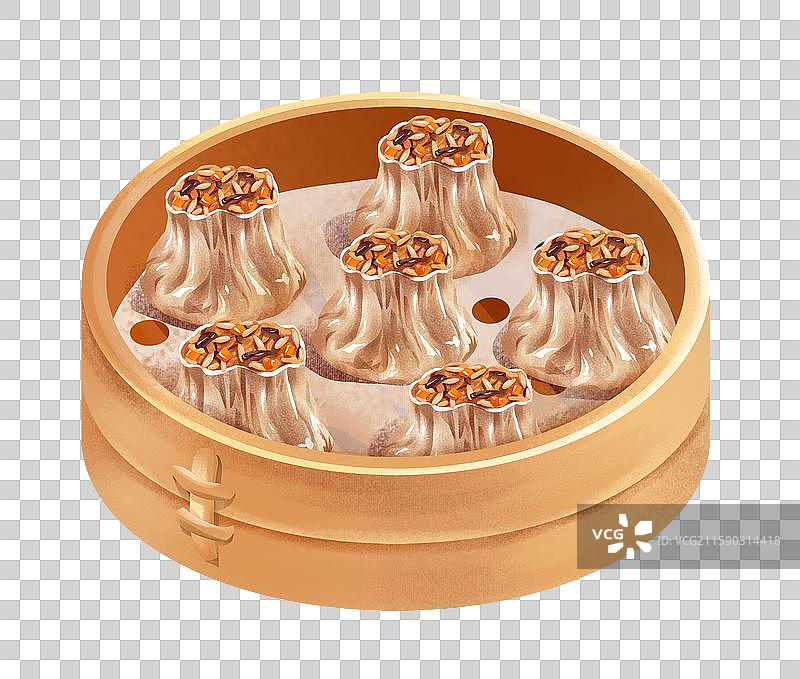 武汉特色小吃美食插画-重油烧麦图片素材