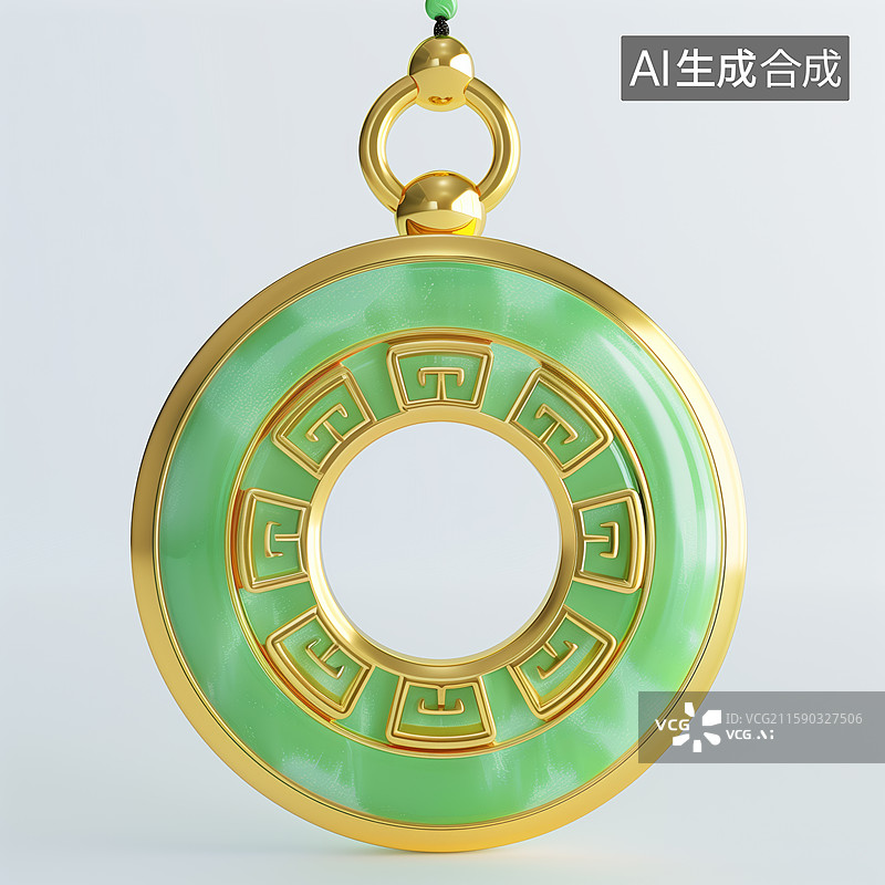 【AI数字艺术】金镶玉奖牌挂件图片素材