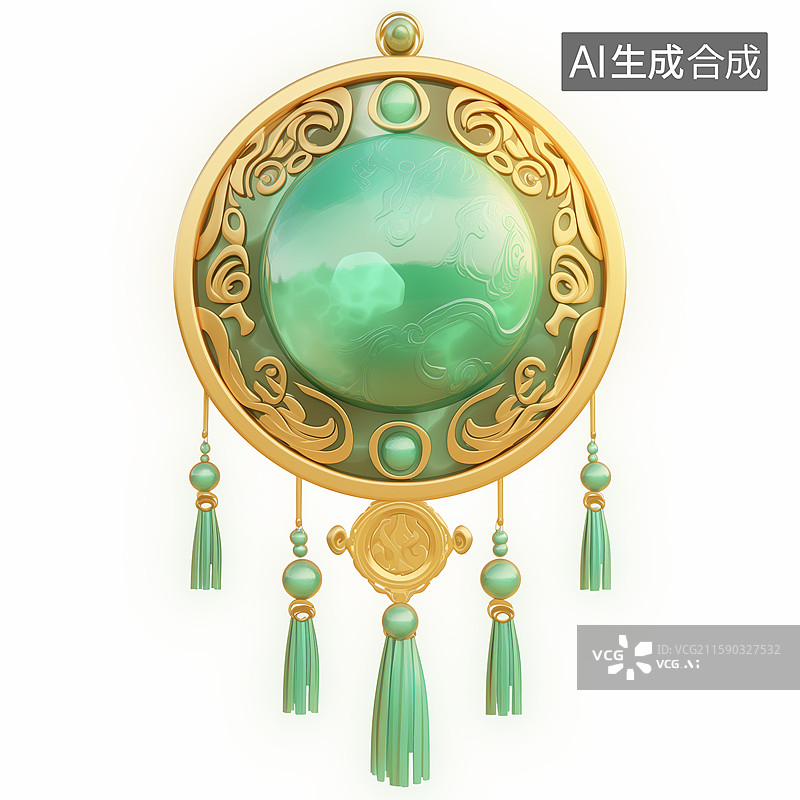 【AI数字艺术】金镶玉奖牌挂件图片素材