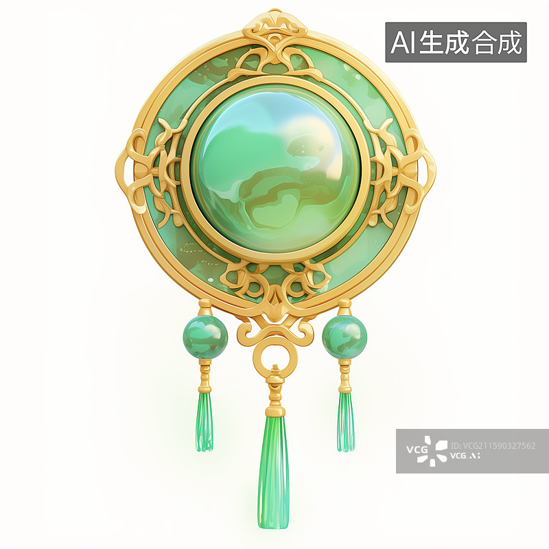 【AI数字艺术】金镶玉奖牌挂件图片素材