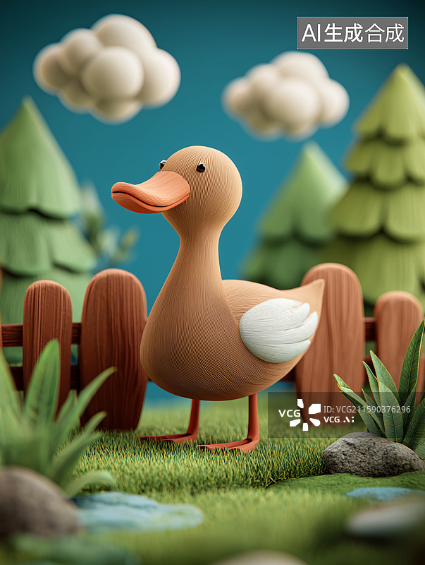 【AI数字艺术】可爱的卡通鸭农场养殖图片素材