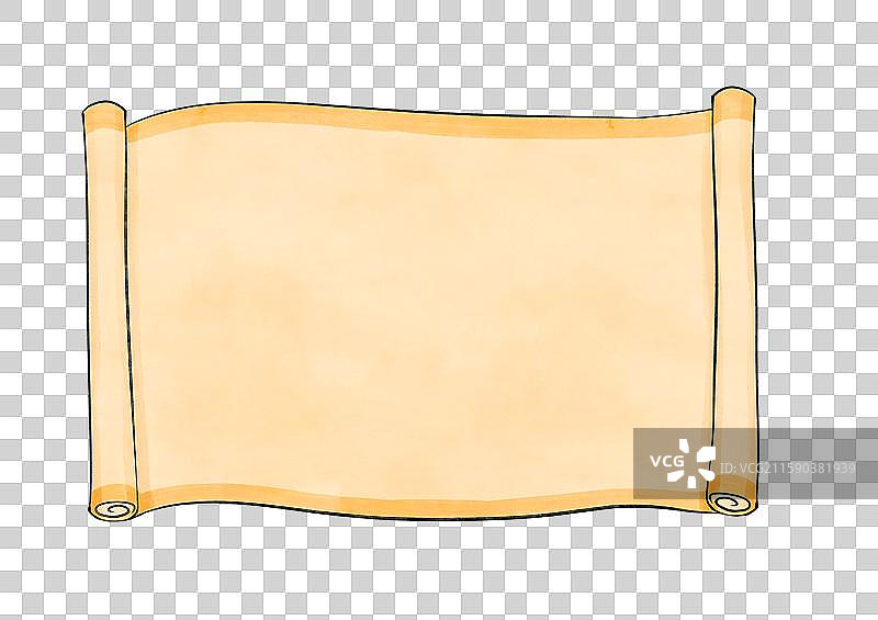 留白的空白的牛皮纸卷轴模板手绘插画元素图片素材