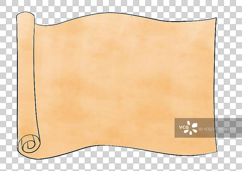 留白的空白的牛皮纸卷轴模板手绘插画元素图片素材