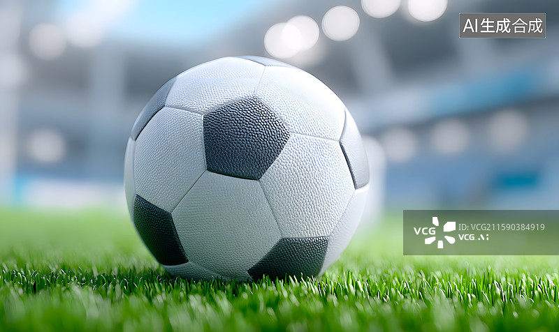 【AI数字艺术】草地上一颗卡通足球图片素材
