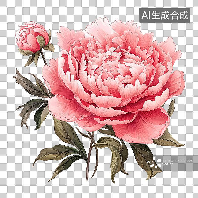 【AI数字艺术】鲜花牡丹图案纺织壁纸3D背景图片素材