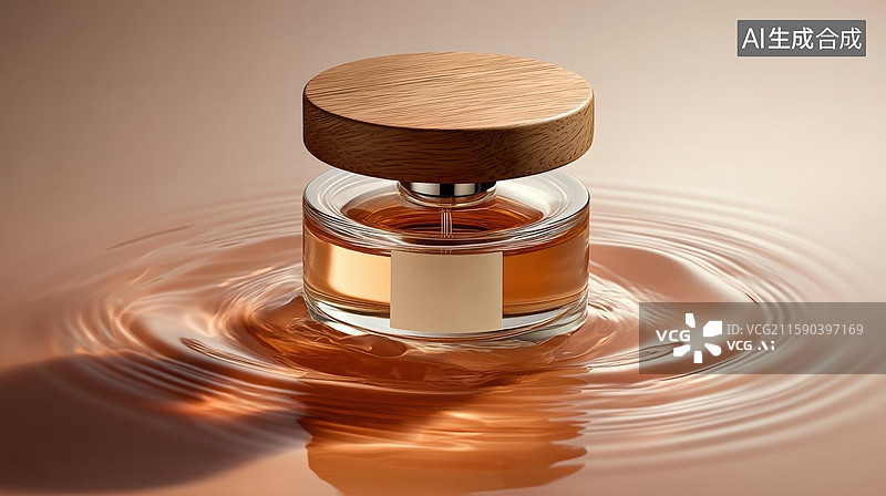 【AI数字艺术】琥珀色香水瓶图片素材
