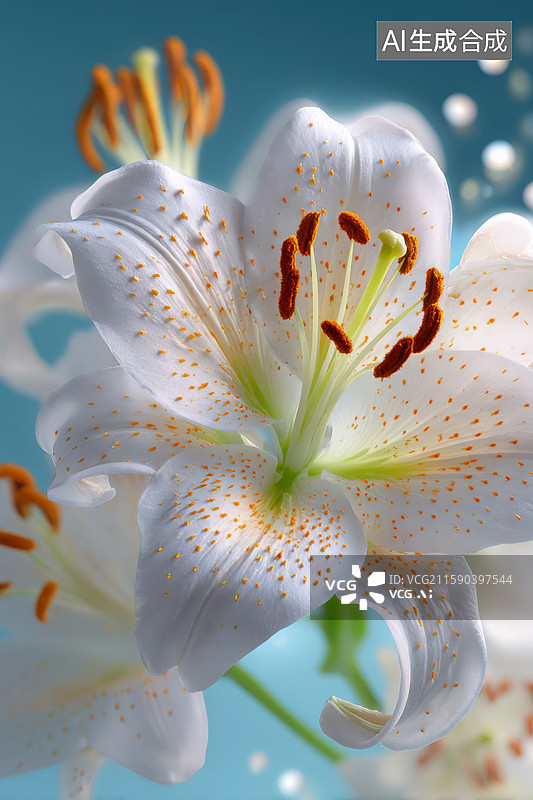 【AI数字艺术】白色百合花特写图片素材