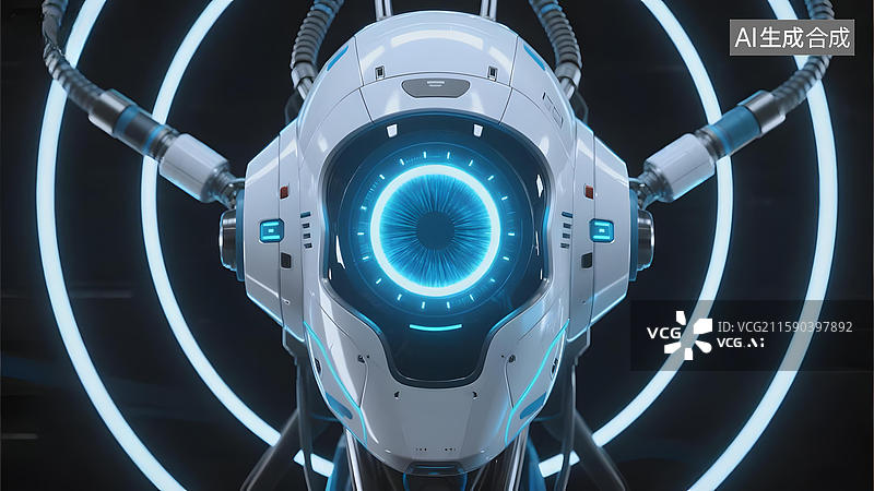 【AI数字艺术】未来科技机器人头部特写图片素材