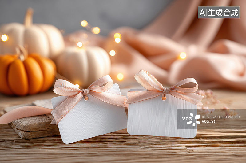 【AI数字艺术】秋日感恩节礼品标签图片素材