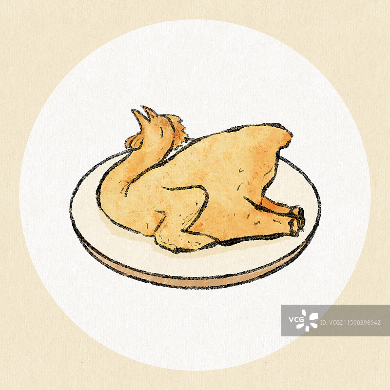 广州美食插画-白切鸡图片素材