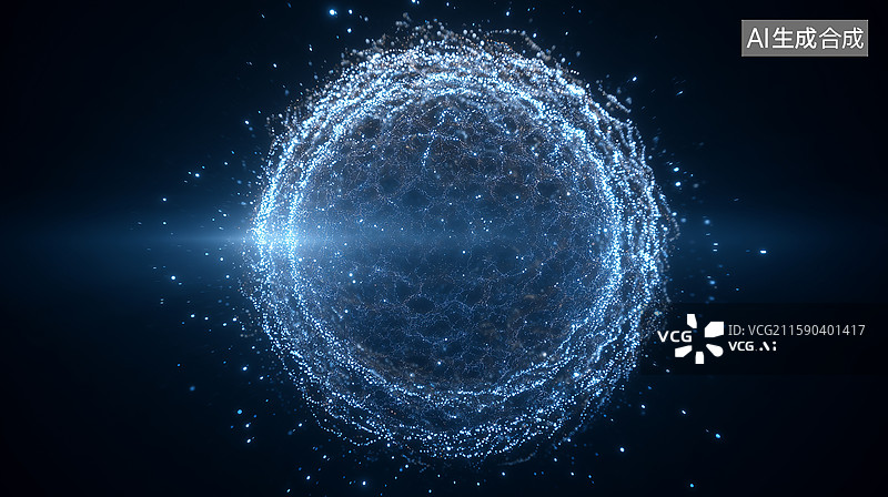 【AI数字艺术】AI奇点球抽象网络空间图片素材