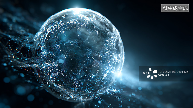 【AI数字艺术】AI奇点球抽象网络空间图片素材
