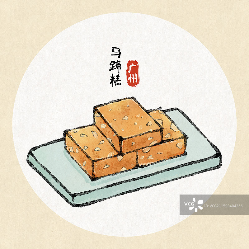 广州美食插画-马蹄糕图片素材
