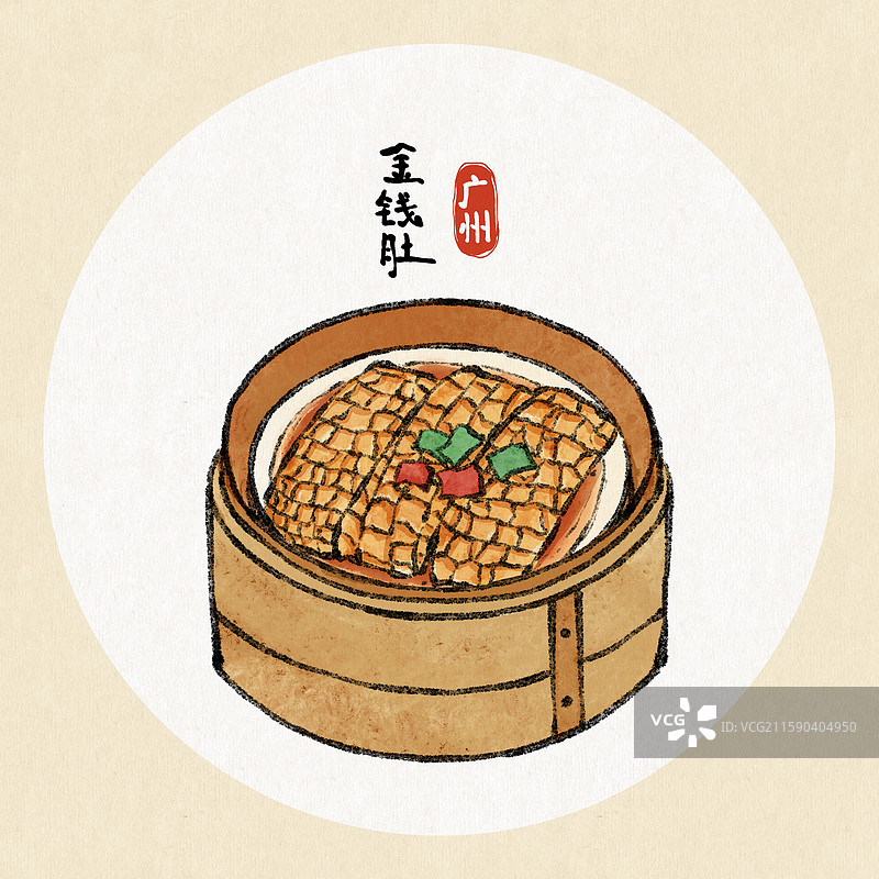 广州美食插画-金钱肚图片素材