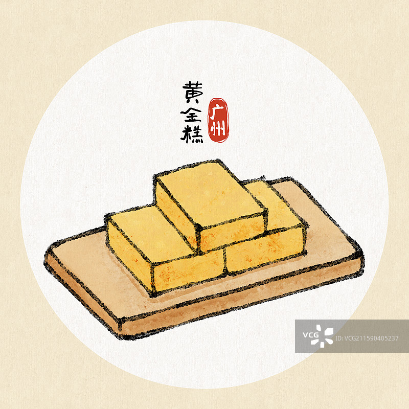 广州美食插画-黄金糕图片素材