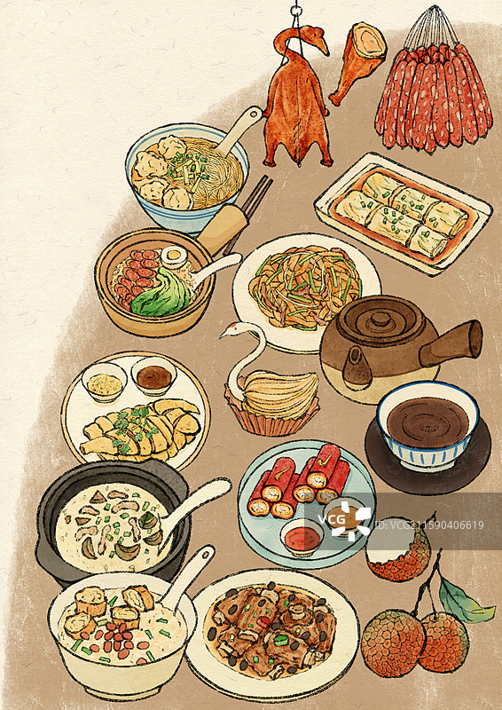 广州美食插画图片素材