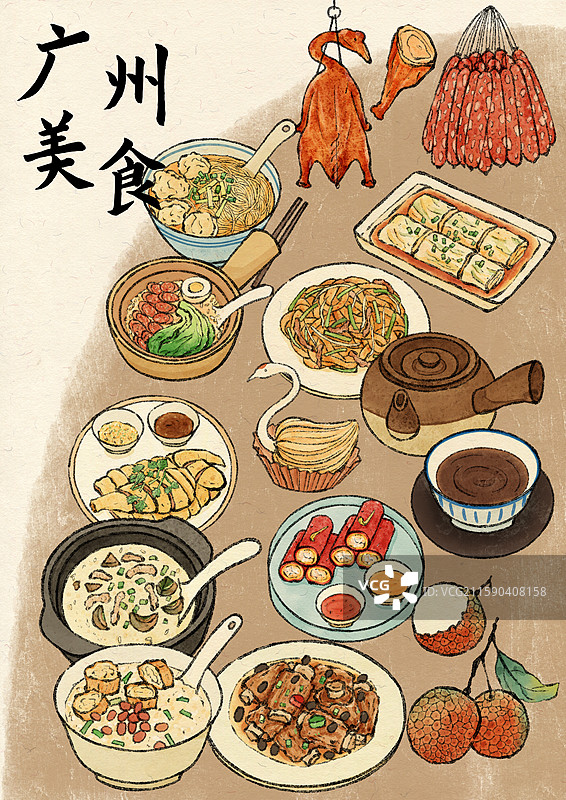 广州美食插画图片素材