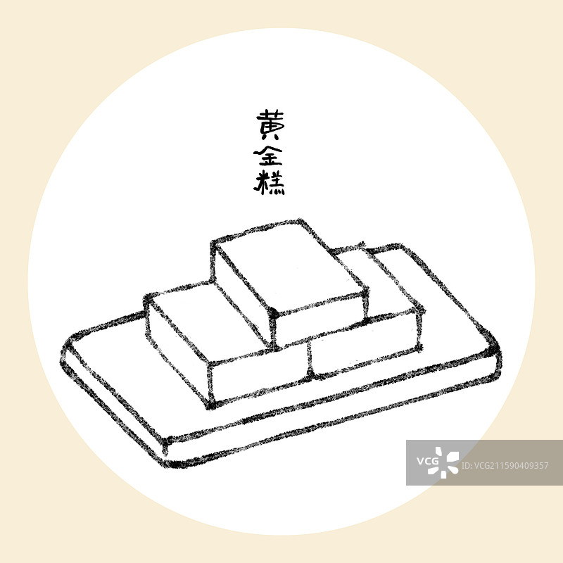 广州美食插画-黄金糕图片素材