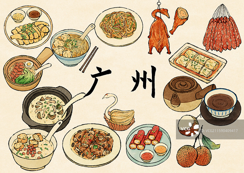 广州美食插画图片素材
