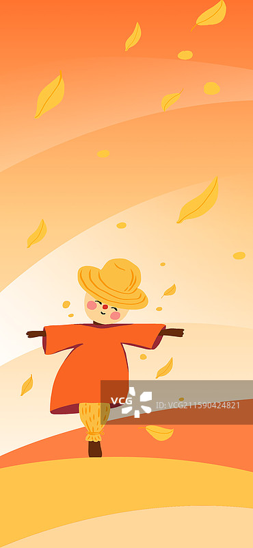 秋日田野上的可爱稻草人图片素材