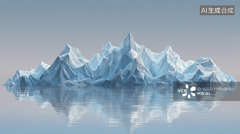 【AI数字艺术】冰山倒影在平静水面图片素材