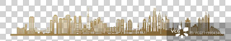 扁平风格城市建筑 城市地标建筑插画元素图片素材