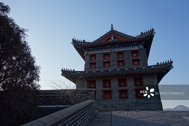 河北省秦皇岛市山海关古城山海关长城：天下第一关箭楼镇东楼图片素材