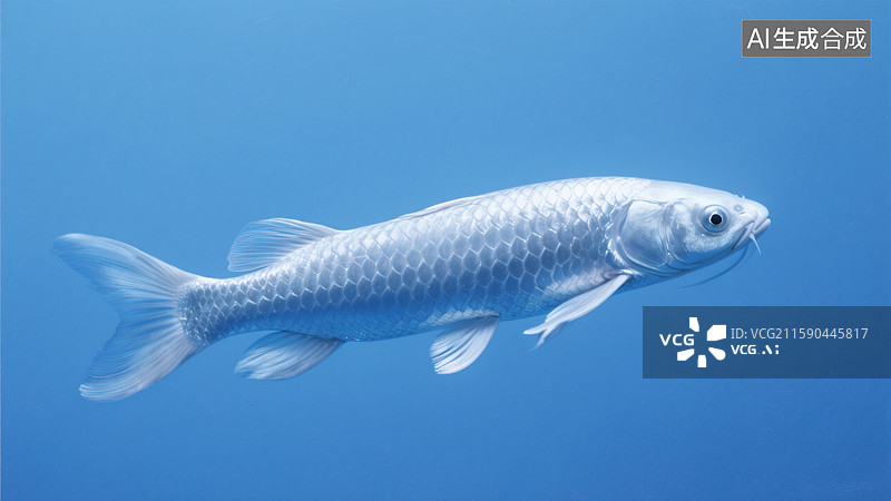 【AI数字艺术】蓝色水中的银色银龙鱼图片素材