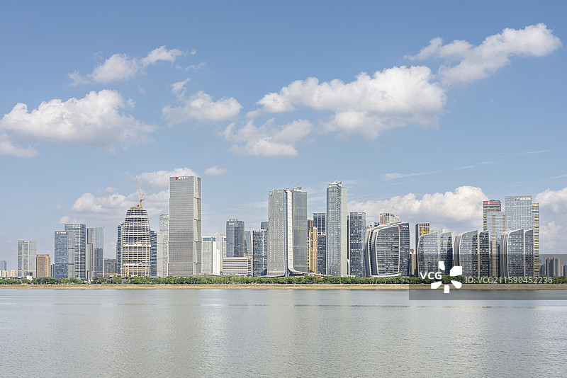 杭州城市阳台眺望钱江世纪奥体国际博览中心城市风光图片素材