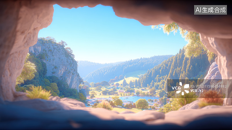 【AI数字艺术】梦幻山林：自然奇观与色彩斑斓的仙境图片素材