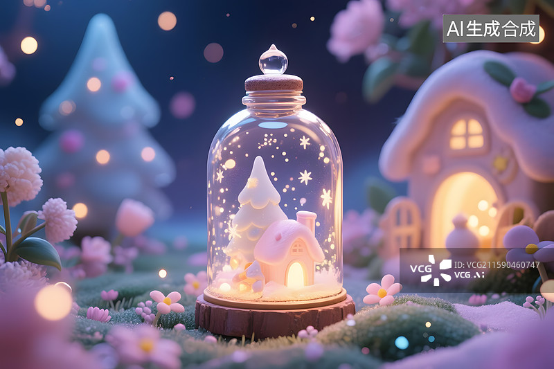 【AI数字艺术】星光瓶中的梦幻童话图片素材