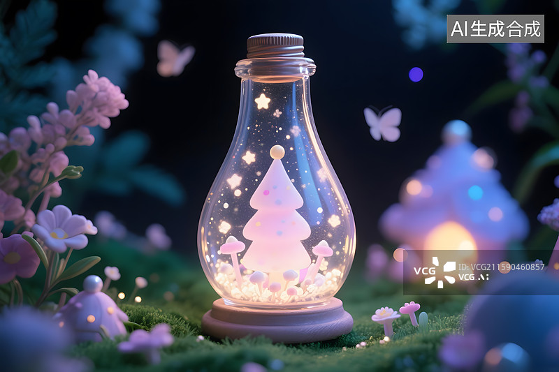 【AI数字艺术】星光瓶中的梦幻童话图片素材