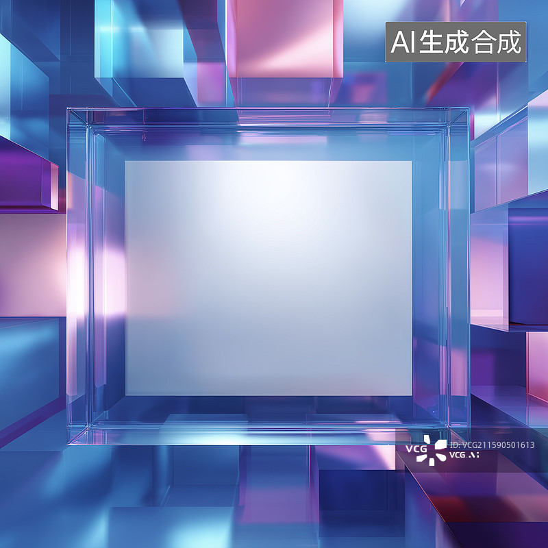 【AI数字艺术】立方体结构的抽象光影艺术图片素材