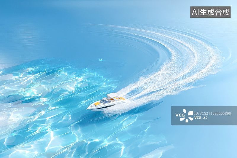 【AI数字艺术】海上快艇疾驰水花飞溅动态图图片素材